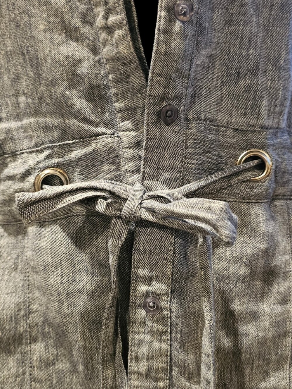 2 For 1š!! Lightweight Linen-Blend Tie-Waist Vest & Patterned Sleeve Blouse - Picture 4 of 9